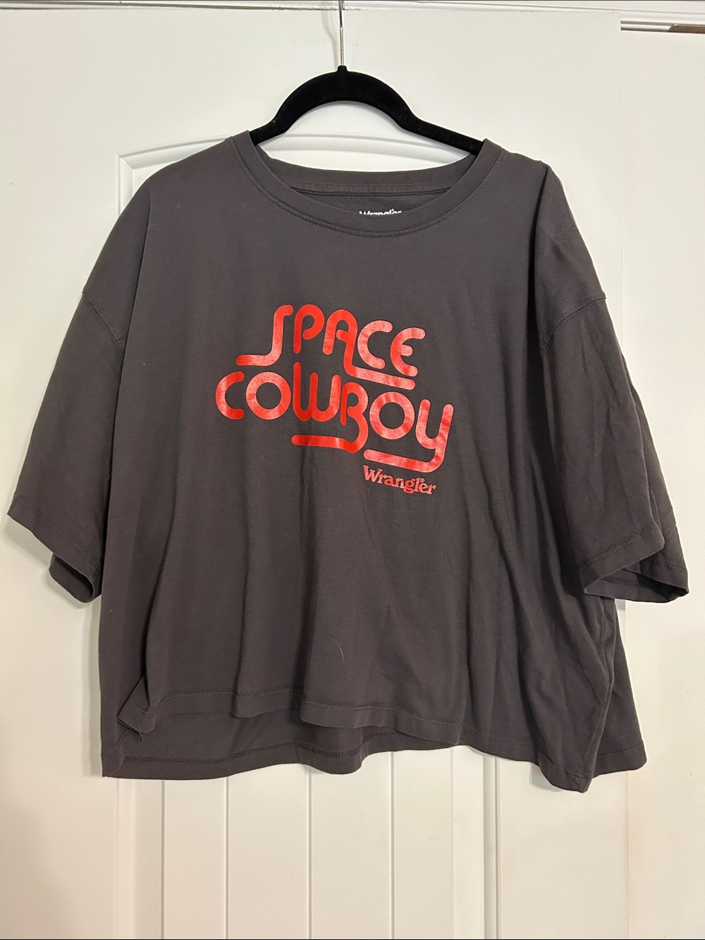Wrangler Charcoal Short-Sleeve Tee with Red 'Space Cowboy' Graphic